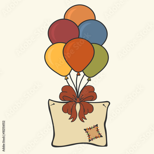 Pillow Flies On Helium Balloons Cushion In Air Vector Image