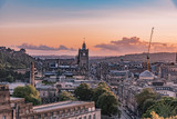 Fototapeta Paryż - sunset in Edinburgh Castle in Scotland during the August festival