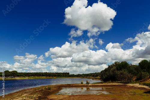 Fotografia, Obraz View across Sorraia river in Santarem, Setubal, Portugal