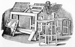 Old illustration of movable type composition in printing workshop. Old Illustration by unidentified author publ. on Magasin Pittoresque Paris 1834