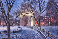 Snow Over Washington Square Triumphal Arch