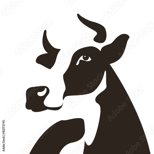 Fototapeta Krowa  krowa-glowa-plaski-styl-ilustracji-wektorowych-profil