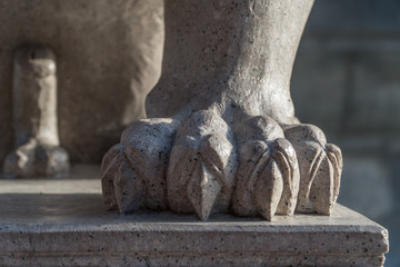 lion statue in chinese buddhist temple