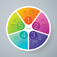 Aufkleber - Infographics design vector and business icons with 5 options.