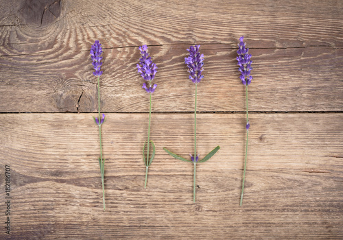 lavender-on-rustic-wooden-background-top-view