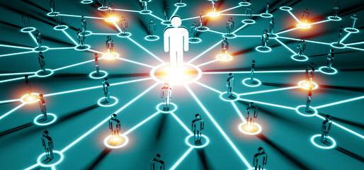 Aufkleber - Leader connecting a group of people 3D rendering