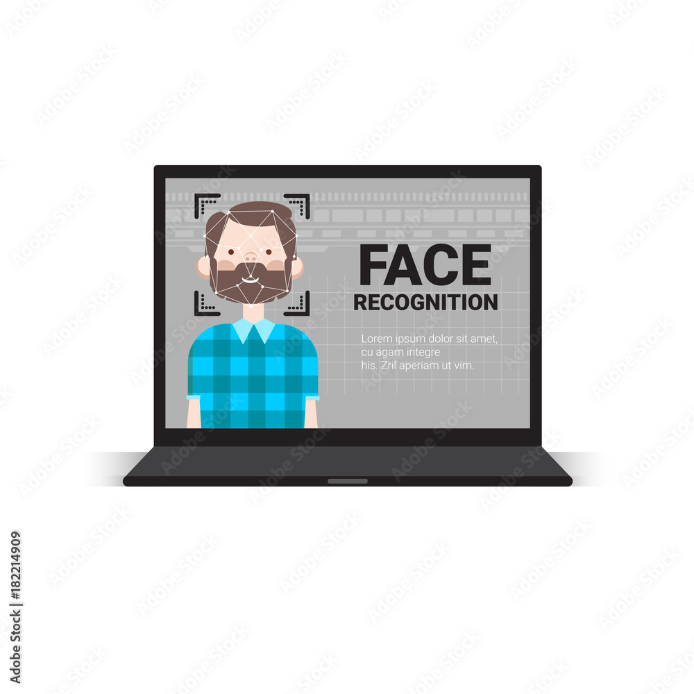 Computer Scanning User Male Face Identification Technology Access ...