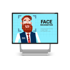 Poster - computer scanning user man face identification technology access control system biometrical recognit