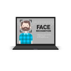 Poster - computer scanning user male face identification technology access control system biometrical recogni
