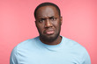 © WHstudio Leushin N - Portrait of discontent black male frowns face in displeasure being unhappy to recieve bad news or after divorce with wife, feels lonely and frustrated, has troubles in life, upset, offended.