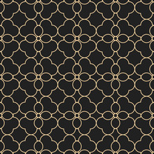 Black And Gold Seamless Pattern In Oriental Style
