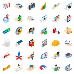 Poster - Interface icons set, isometric style