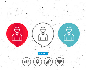 Poster - Worker line icon. Male Profile sign.