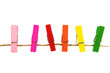 colorful wooden clothespin isolated