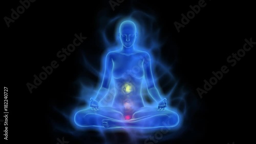 Obraz na plátně Aura, chakra activation, enlightenment of mind in meditation
