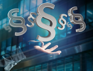 Fototapete - Justice and law symbol displayed on a futuristic interface - 3d rendering