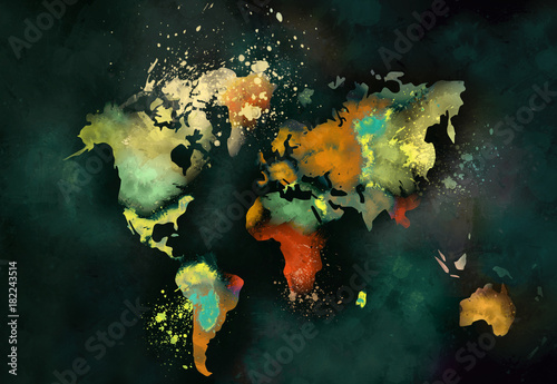 artistic world map painting