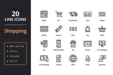 Poster - 20 High Quality Shopping Icons
