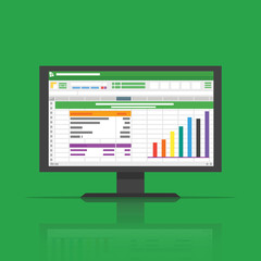 Poster - Spreadsheet icon Computer flat vector illustration