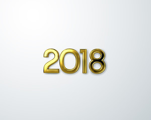 Poster - Realistic 2018 golden numbers on white background.