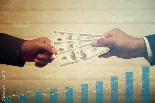 Cuadros en Lienzo Businessmen are paying compensation to partners