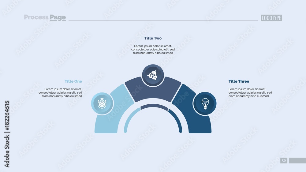 Process Chart with Three Elements Slide Stock Vector | Adobe Stock