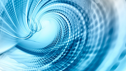 Aufkleber - Abstract blue background element on white. Fractal graphics. Three-dimensional composition of glowing lines and mosaic halftone effects. Wide format high resolution image.