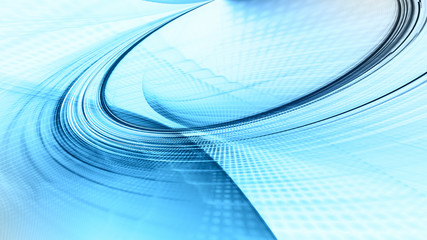 Fototapete - Abstract blue and white background texture. Dynamic curves ands blurs pattern. Detailed fractal graphics. Science and technology concept.
