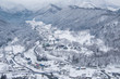 Japanese village in winter view from high mountain 