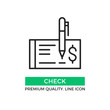 © Jane Kelly - Vector check icon. Cheque and pen. Draw a check concept. Premium quality graphic design element. Modern sign, linear pictogram, outline symbol, simple thin line icon