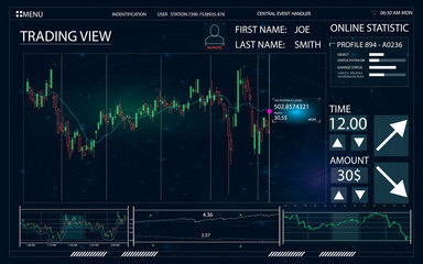 Aufkleber - futuristic user interface for trading applications. touch interface. abstract virtual graphic touch 