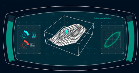 Poster - HUD for your application.dashboard.space blue background. The design of the future
