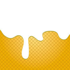 Poster - Abstract vector ice cream background. Flat illustration of dairy product. Color image with vanilla cream melted on wafer backdrop. Place for advertising. Banner for text. texture sweet food.