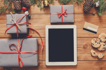 Fototapete - Christmas online shopping background