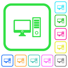 Canvas Print - Desktop computer vivid colored flat icons icons