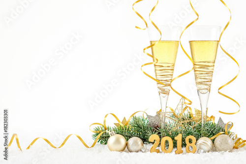 New Year Celebration with Champagne Glasses 2018 Plakát