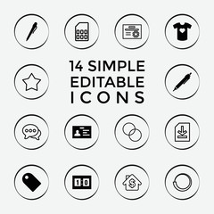 Poster - Set of 14 template filled and outline icons