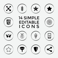 Sticker - Set of 14 emblem filled and outline icons