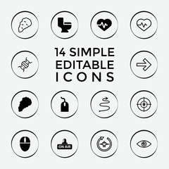 Poster - Set of 14 curve filled and outline icons