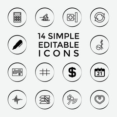 Poster - Set of 14 button outline icons