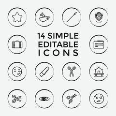 Poster - Set of 14 clipart outline icons