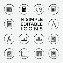 Sticker - Set of 14 mathematics outline icons