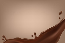 Vector Realistic Melted Chocolate Flow Border Isolated On Light Brown Background