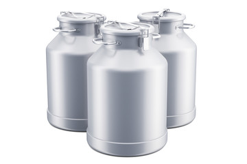 Poster - Set of milk cans, 3D rendering