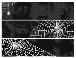 Wall Mural - Spiders cards spider web silhouette spooky nature halloween element vector cobweb decoration fear spooky net.