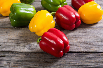 Wall Mural - Colorful green , red and yellow peppers