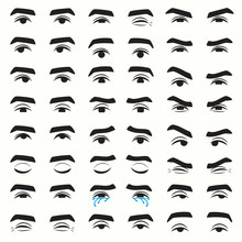 Man Eyes Expressions, Set Of Eyes Emotion,  Vector  Illustration Of Character Feelings