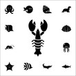 © gunayaliyeva - lobster icon. Set of cute aquatic animal icons. Web Icons Premium quality graphic design. Signs, outline symbols collection, simple icons for websites, web design, mobile app