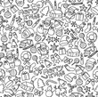© paitoonpati - Seamless pattern background Happy New Year symbol icon kids hand drawing set illustration isolated on white background