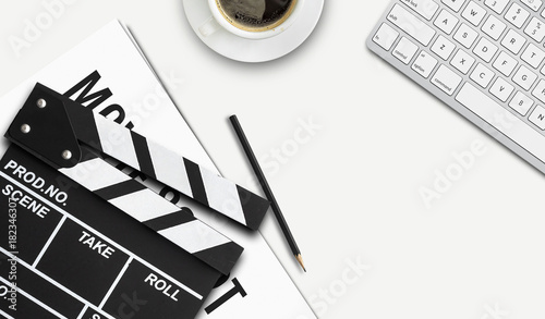 film director's desk. top view shot Poster Mural XXL